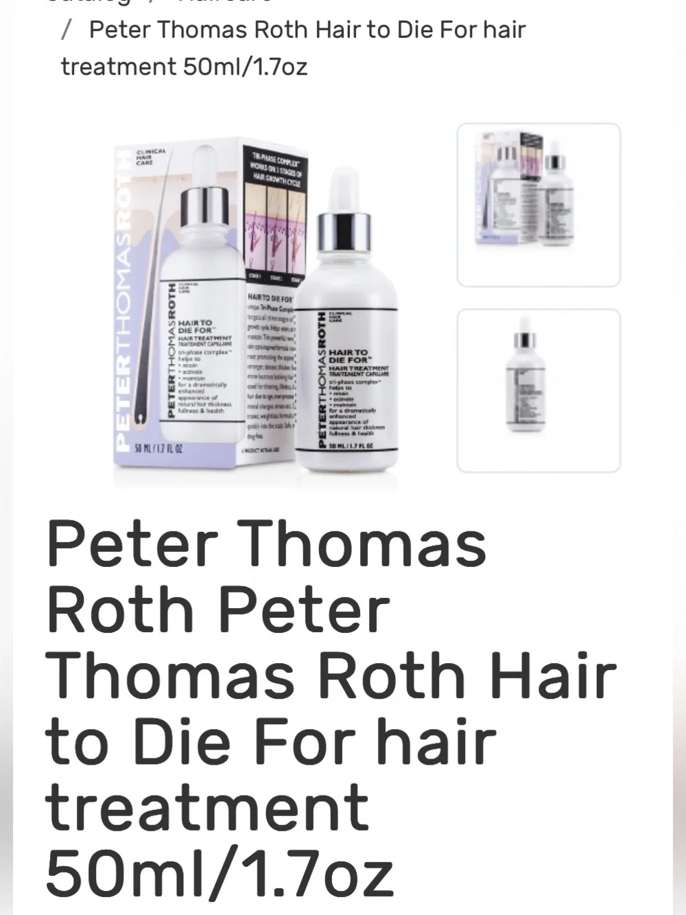 Peter Thomas Roth Hair To Die For, Hair Treatment Clinical Hair Care